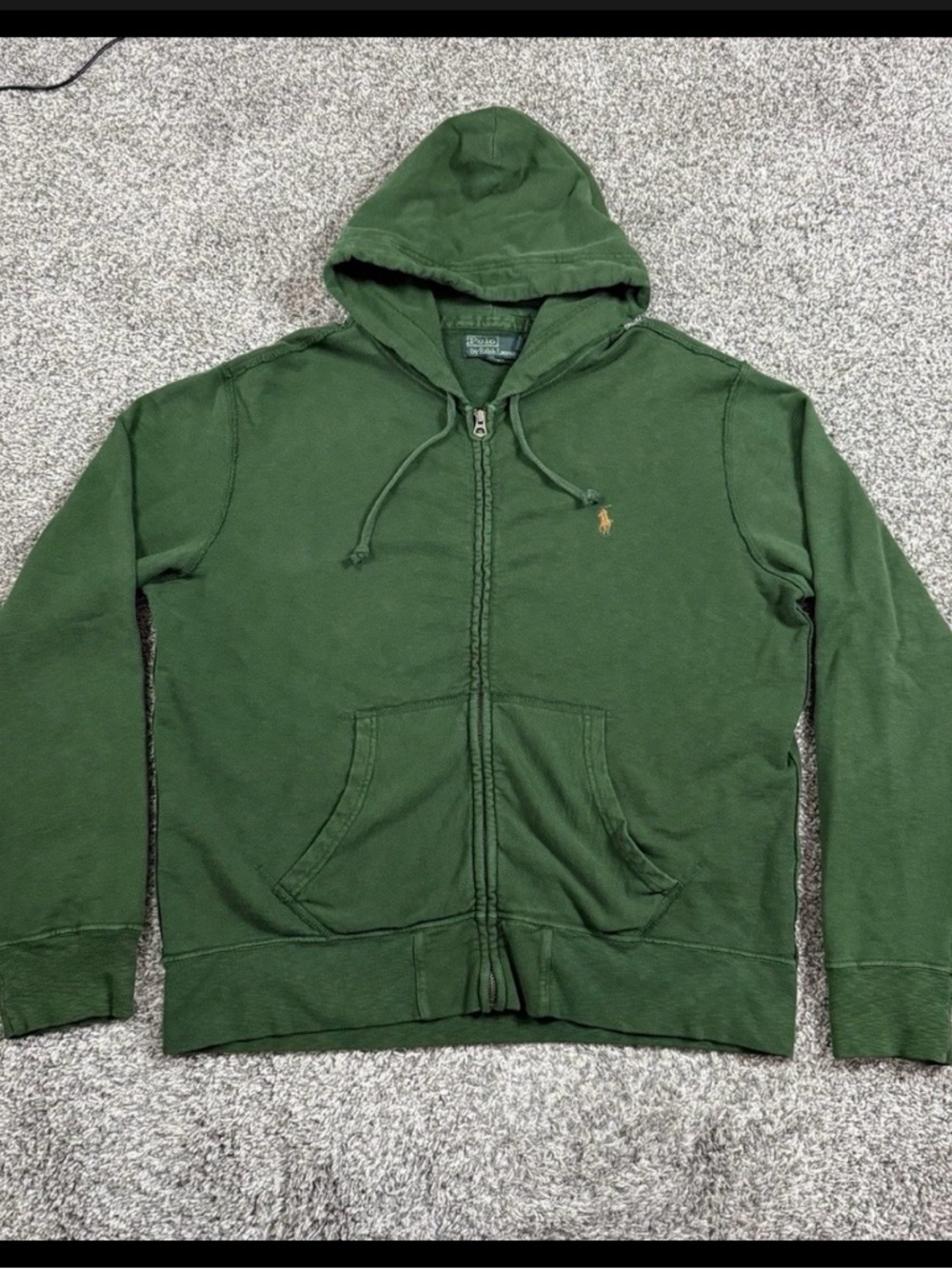 Ralph Lauren Green Zip-Up Hooded Sweater with Pony Logo
